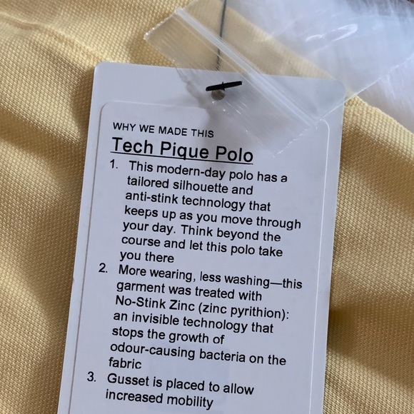 Lululemon men’s short sleeve yellow polo shirt new - Picture 2 of 4